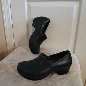 Dansko Tenley Black Leather Clogs Size 39 Professional Work Wear Comfort Nurse